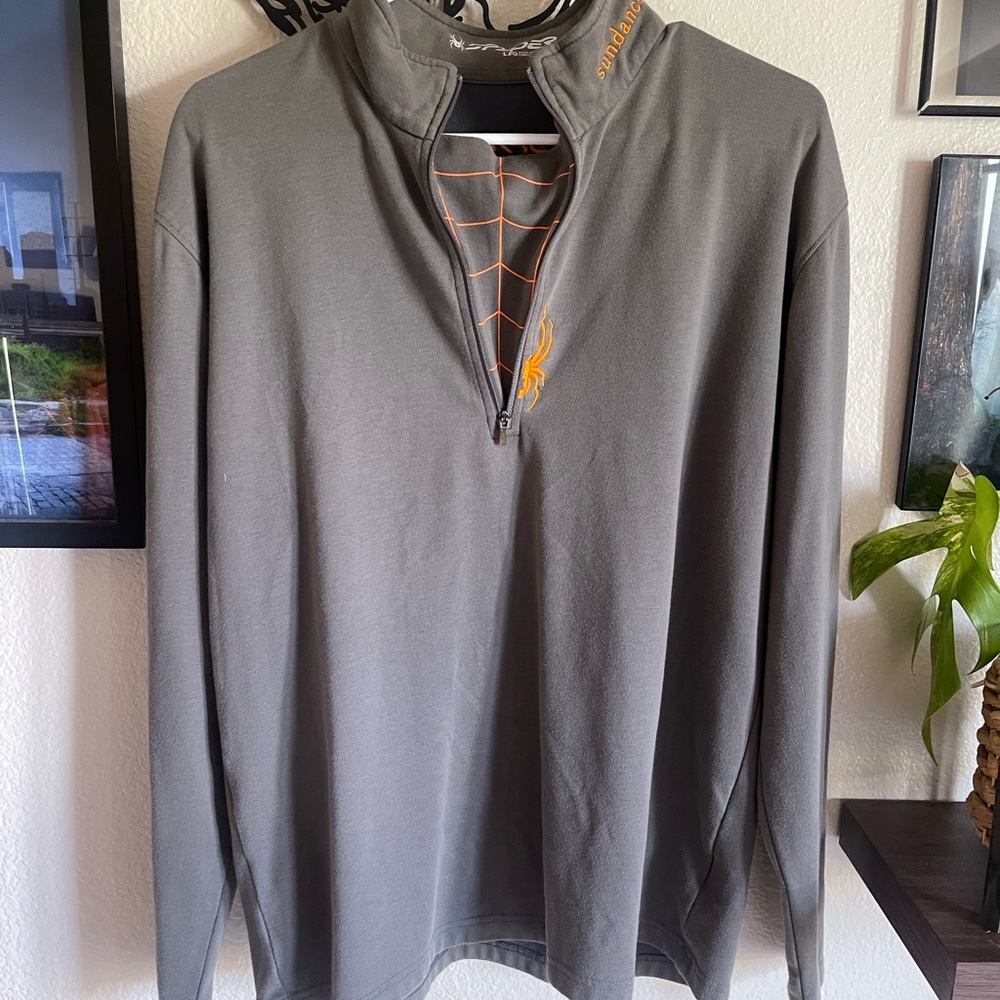 Spyder Gray Pullover with Orange Embroidery